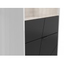 Висока витрина Forn REG1D1W бял лак и черен мат с опция LED осветление
