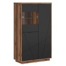 Витрина Forn REG2D1W дъб и черен мат с опция LED осветление