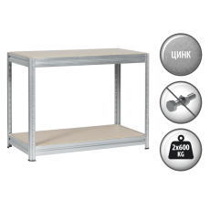 Метален стелаж MEGA 87x160x60 см, до 600 кг на рафт - цинк