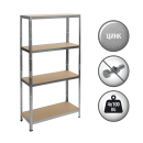 Метален стелаж Carmen CR-1011 - 160х80х40 см, до 100 кг на рафт - цинк