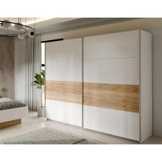 Гардероб Mayacus - 269.9 х 210.5 х 61.2 cm, бяло / дъб Мауела