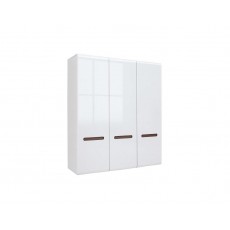 Трикрилен гардероб Azteca - 180 x 60 x 210 cm, бял гланц